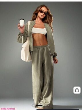 MISSGUIDED Suede Bomber Jacket and pants set NEW